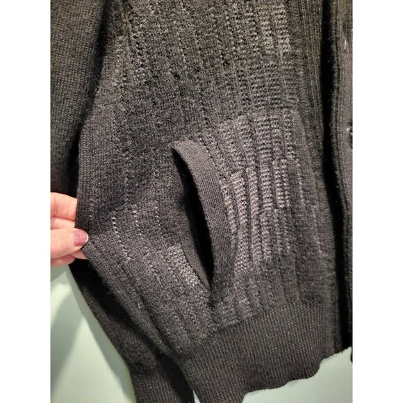 Calvin Klein Black Shawl Collar Chunky Cardigan Sweater Pockets Sz M Grandpa - Picture 3 of 6